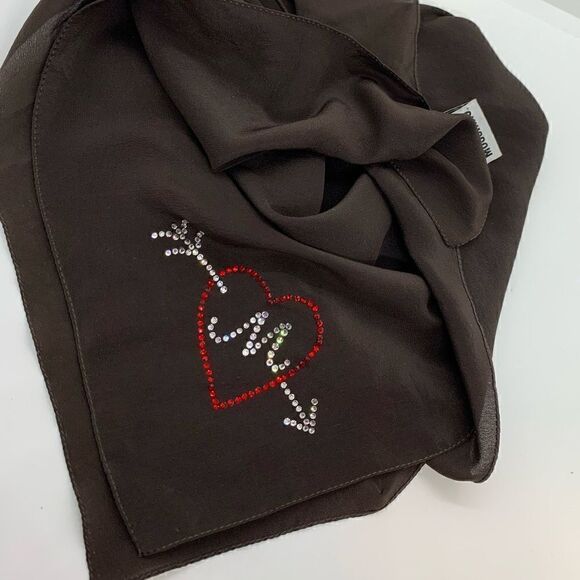 Vintage MOSCHINO Strass Logo Silk Scarf - Picture 7 of 10